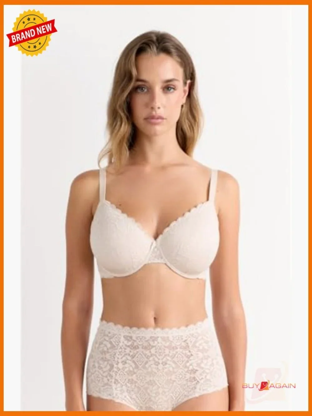 Lace Balconette Bra, Lightly Padded, Adjustable Straps, Wired, U-Back, Medium